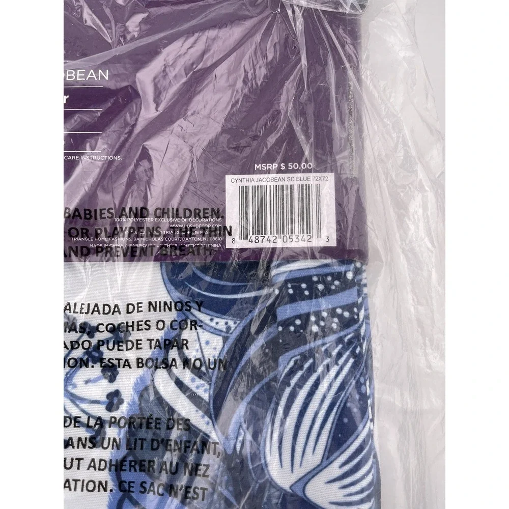 Brand New in Package- Cynthia Jacobean‎ Shower Curtain Lush Blue Floral 72